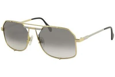 Pre-owned Cazal Legends 959 096 Sunglasses Men's Gold-white-black/grey Gradient Lens 59mm In Gray