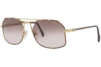 Pre-owned Cazal Legends 959 398 Sunglasses Men's Brown-gold/brown Gradient Lens Pilot 59mm