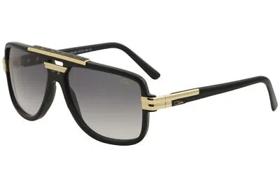 Pre-owned Cazal Legends Men's 8037 001 Glossy Black/gold Retro Pilot Sunglasses 61-mm In Gray
