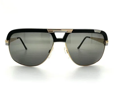 Pre-owned Cazal Legends Mod.986 Sunglasses 002sg Black-gold With Silver Grey Lens 63mm
