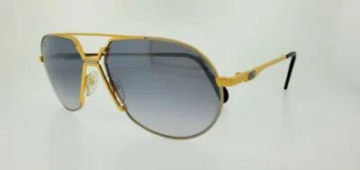 Pre-owned Cazal Limited Edition 24 Kt Sunglasses 968 Dlx 100 62mm Gold Frame With Silver M In Gray