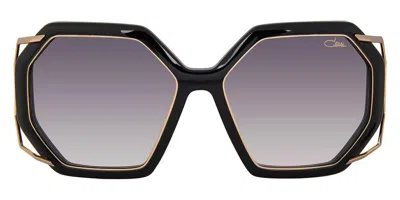 Pre-owned Cazal Mod. 8505 Col. 004 Black Gold Plated Geometric Sunglasses Made In Germany In Gray