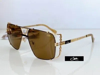 Pre-owned Cazal Mod. 9093 62 15-145 Coffee Black Shield Sunglasses Gradient Luxury Retro In Gold