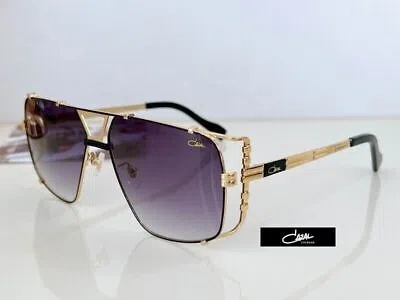 Pre-owned Cazal Mod. 9093 62 15-145 Gold Black Shield Sunglasses Gradient Luxury Retro