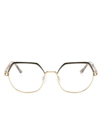 Cazal Perforated-detailing Oval-frame Glasses In Gold
