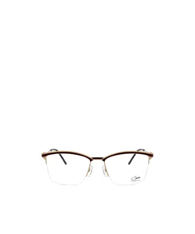 Cazal Square-frame Logo-engraved Glasses In Burgundy