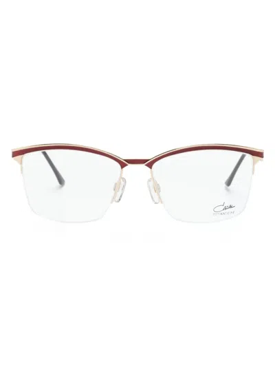 Cazal Square-frame Logo-engraved Glasses In Red