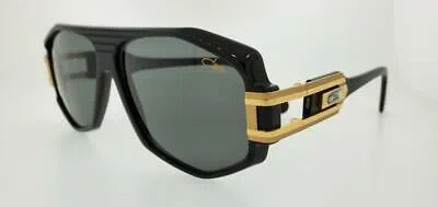 Pre-owned Cazal Sunglasses 163 001 59mm Black Gold Frame With Gray Lenses