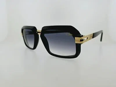 Pre-owned Cazal Sunglasses 6004 001 56mm Black Gold Frame With Gray Gradient Lenses