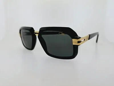 Pre-owned Cazal Sunglasses 6004/3 001 56mm Black Gold Frame With Dark Gray Lenses