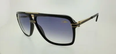 Pre-owned Cazal Sunglasses 6018 001 58mm Black Gold Frame With Grey Gradient Lenses In Gray