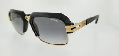 Pre-owned Cazal Sunglasses 6020 001 56mm Black Gold Frame With Grey Gradient Lenses In Gray