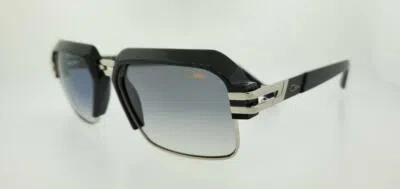 Pre-owned Cazal Sunglasses 6020 002 56mm Black Silver Frame With Grey Gradient Lenses In Gray