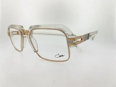 Pre-owned Cazal Sunglasses 6020 065 56mm Crystal Gold Frame With Clear Demo Lenses