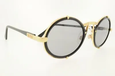 Pre-owned Cazal Sunglasses 644 001 53mm Black Gold Frame With Grey Lenses In Gray