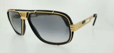Pre-owned Cazal Sunglasses 665 001 60mm Black Gold Frame With Grey Gradient Lenses In Gray
