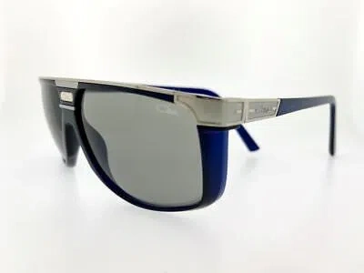 Pre-owned Cazal Sunglasses 673 002 61mm Silver Transparent Blue Frame Dark Grey Lenses In Gray