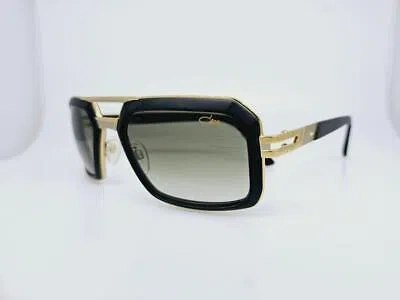 Pre-owned Cazal Sunglasses 9094 002 56mm Matt Black Gold Frame With Grey Gradient Lenses In Gray