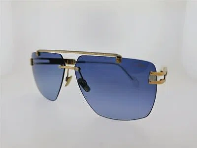 Pre-owned Cazal Sunglasses 9107 003 62mm Gold Silver Rim Less Frame Blue Gradient Lenses