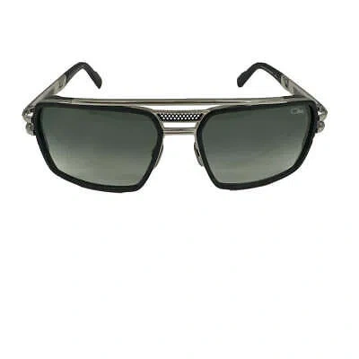 Pre-owned Cazal Sunglasses  6033/3 002 60 18 140 Black Silver Mat Green Gradient Lens 100%