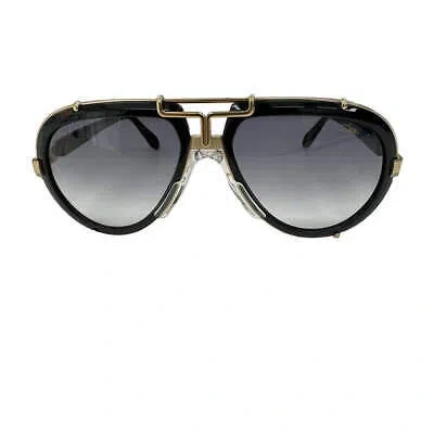 Pre-owned Cazal Sunglasses  642/3 001 62 17 140 Black Gold Grey Gradient Lens 100% Authenti