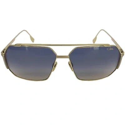 Pre-owned Cazal Sunglasses  Legends 755 002 63 14 140 Shiny Gold 100% Authentic In Blue