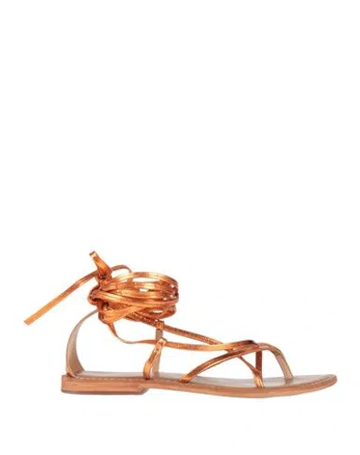 Cb Fusion Woman Thong Sandal Copper Size 8 Soft Leather In Orange