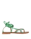 Cb Fusion Woman Toe Strap Sandals Green Size 8 Soft Leather