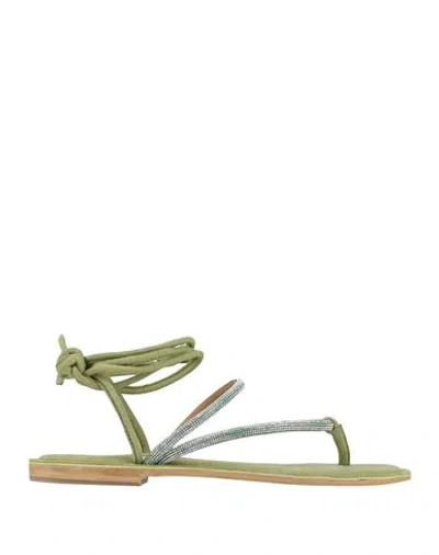 Cb Fusion Woman Thong Sandal Green Size 6 Leather