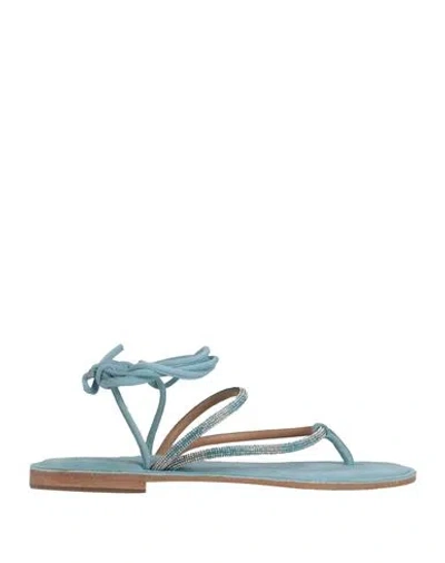 Cb Fusion Woman Thong Sandal Sky Blue Size 6 Leather