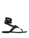 Cb Fusion Woman Toe Strap Sandals Black Size 10 Soft Leather In Black