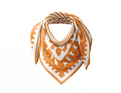 Cb Grey Silk Game Day Bandana / Pocket Square In Orange / White