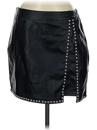 Pre-owned Cbr Faux Leather Skirt In Black