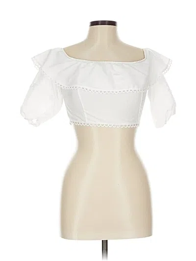 Pre-owned Cbr Short Sleeve Top White Sweetheart Neckline Tops