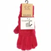 C.C BEANIE WOMEN'S SOLID CABLE KNIT GLOVES IN HOT PINK