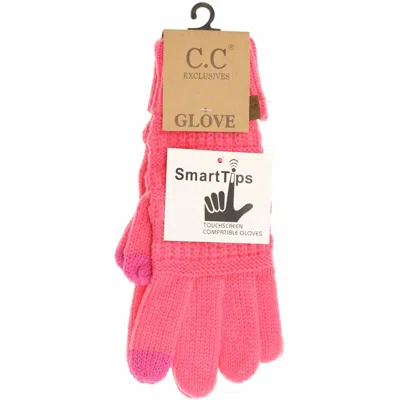 C.c Beanie Women's Solid Cable Knit Gloves In New Candy Pink