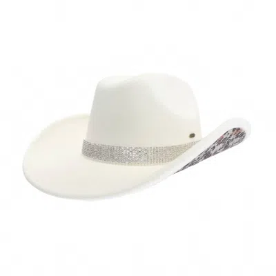 C.c Beanie Women's Trophy Leopard Rhinestone Vegan Felt Cowboy Hat In Ivory In Multi