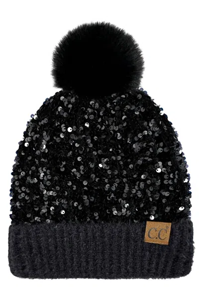 Cc Beanies Women's Fleece Lined Sequin Beanies In Black In Multi