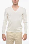 Cc Brothers V-neck Wool Blend Pullover In White
