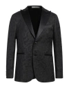 Cc Collection Corneliani Man Blazer Black Size 40 Polyester, Virgin Wool, Viscose, Elastane In Black