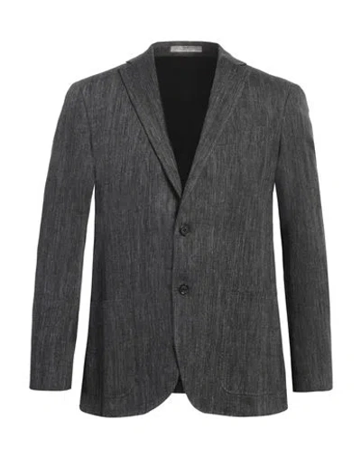Cc Collection Corneliani Man Blazer Black Size 48 Linen, Virgin Wool