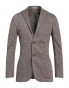 Cc Collection Corneliani Man Blazer Brown Size 40 Linen, Cotton, Polyester, Polyamide, Elastane In Brown