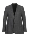 Cc Collection Corneliani Man Blazer Charcoal Size 42 Virgin Wool, Cotton, Linen, Elastane In Grey