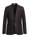 Cc Collection Corneliani Man Blazer Dark Brown Size 40 Wool, Polyamide, Silk In Brown