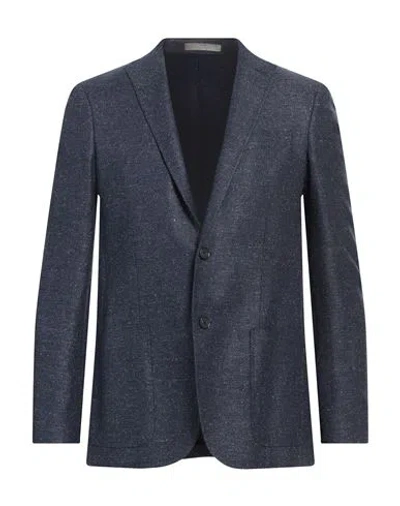 Cc Collection Corneliani Man Blazer Navy Size 40 Virgin Wool, Silk, Cotton, Linen