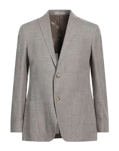 Cc Collection Corneliani Man Blazer Taupe Size 40 Linen, Cotton In Grey
