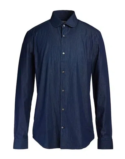 Cc Collection Corneliani Man Denim Shirt Blue Size 15 ¾ Cotton
