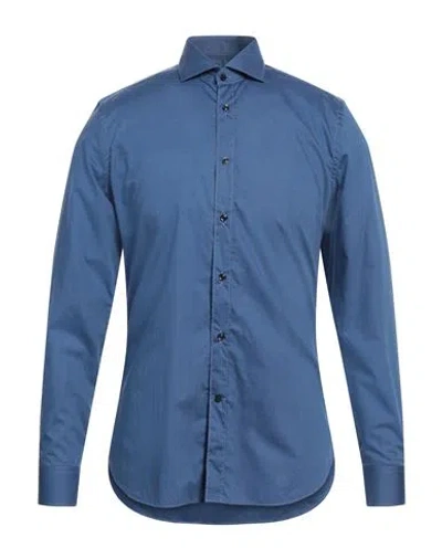 Cc Collection Corneliani Man Shirt Slate Blue Size 16 Cotton