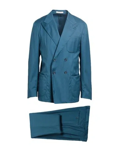 Cc Collection Corneliani Man Suit Deep Teal Size 44 Virgin Wool In Green