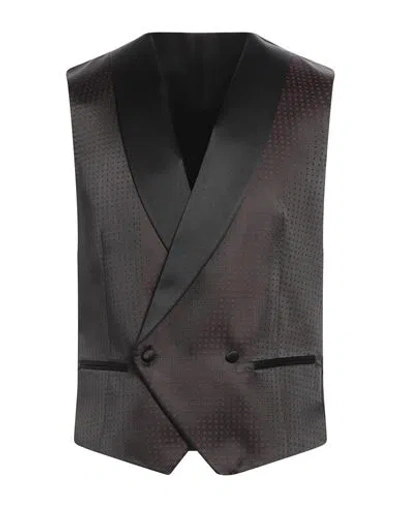 Cc Collection Corneliani Man Tailored Vest Dark Brown Size 40 Polyester